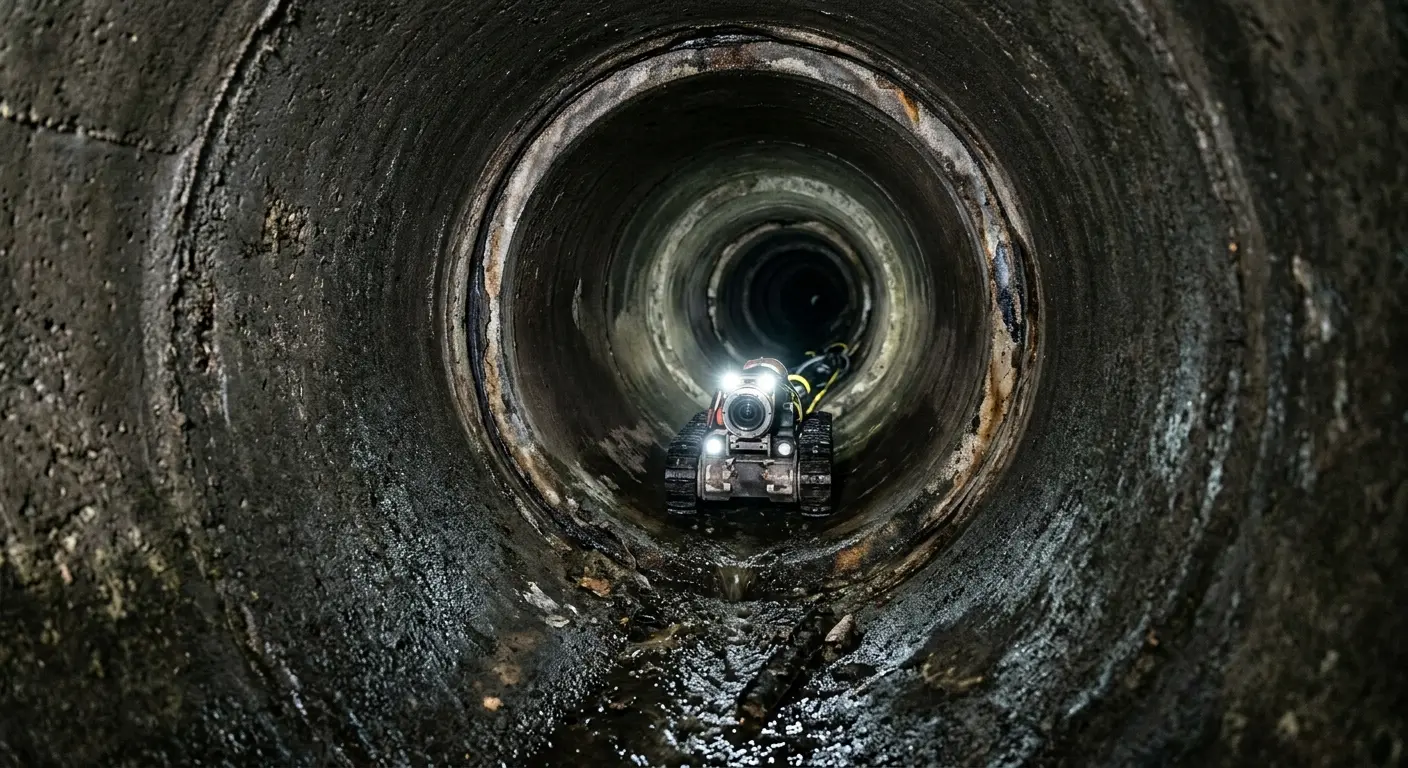 Robotic sewer camera inspecting pipe interior for Sewer Line Cleaning in Murraysville